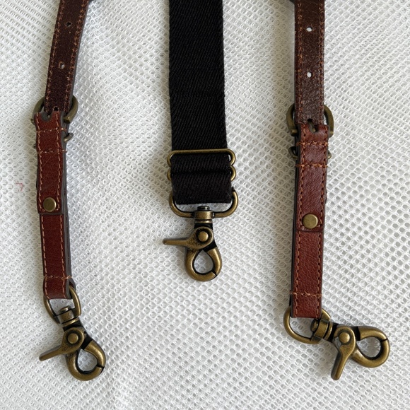 Nocona Men's Suspenders Size Medium Genuine Leather Brown Brass Hardware - Picture 5 of 8